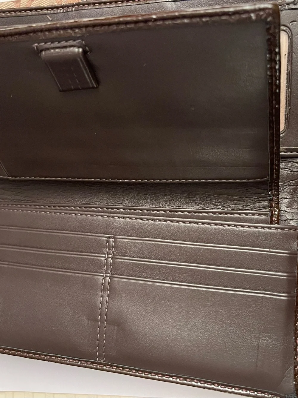 Coach Brown Signature Canvas Wallet with Silver Turnlock